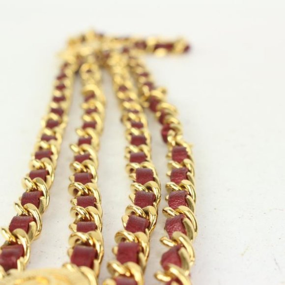 Chanel Red x Gold Interlaced CC Logo Triple Chain main image 9